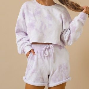 Lavender purple tie dye crop sweatshirt